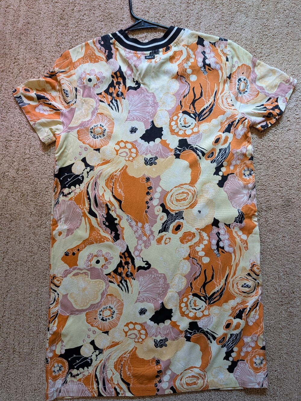 Super Cute RCVA Dress - Floral Print - Short-sleeve T-shirt Dress - Size Small